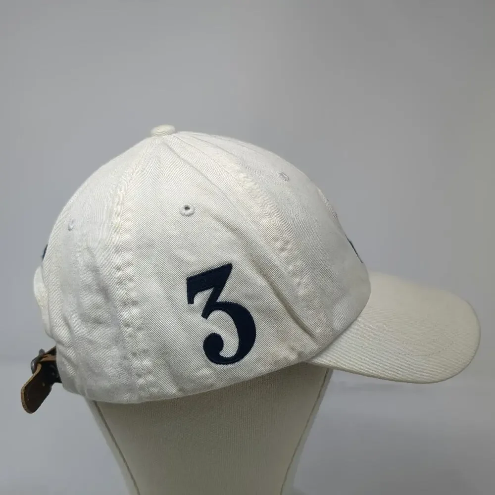 Polo Ralph Lauren Baseball Cap White Blue Brown One Size Big Pony Leather Hat